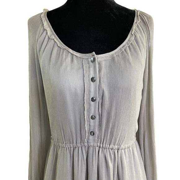 J Crew 100% Silk Gray Long Sleeve Size 2 Dress With Pockets Retails $168 - Picture 2 of 12